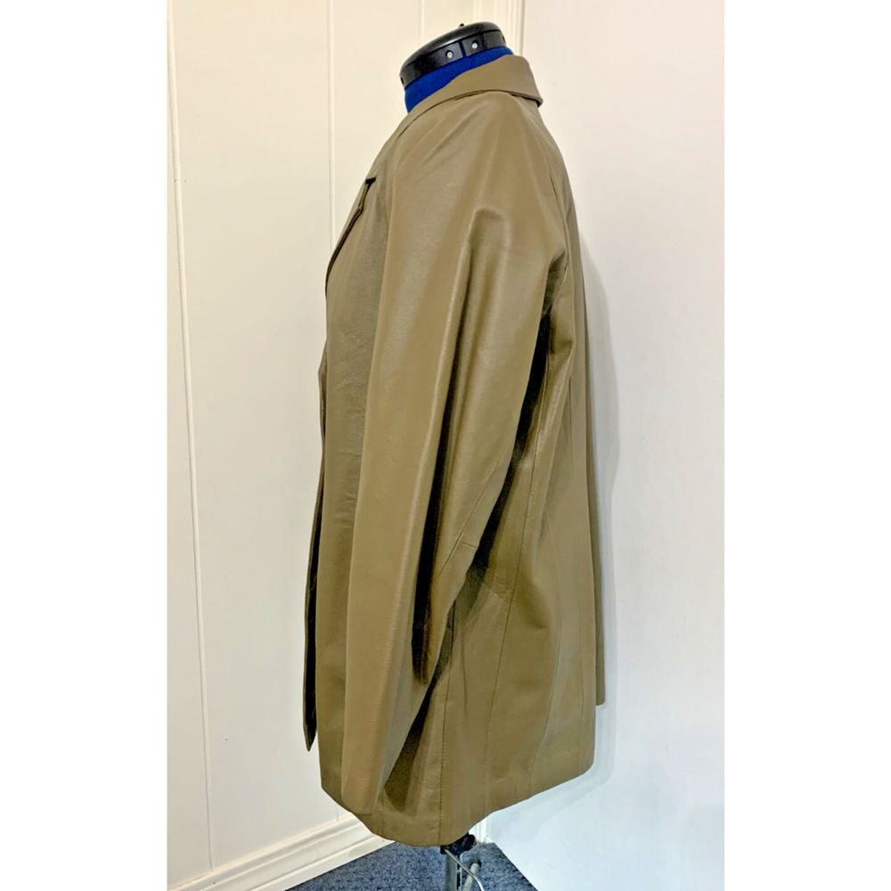 Via Accenti Women's Leather Jacket Army Green 18W Single Breasted 2 Button - Picture 3 of 10